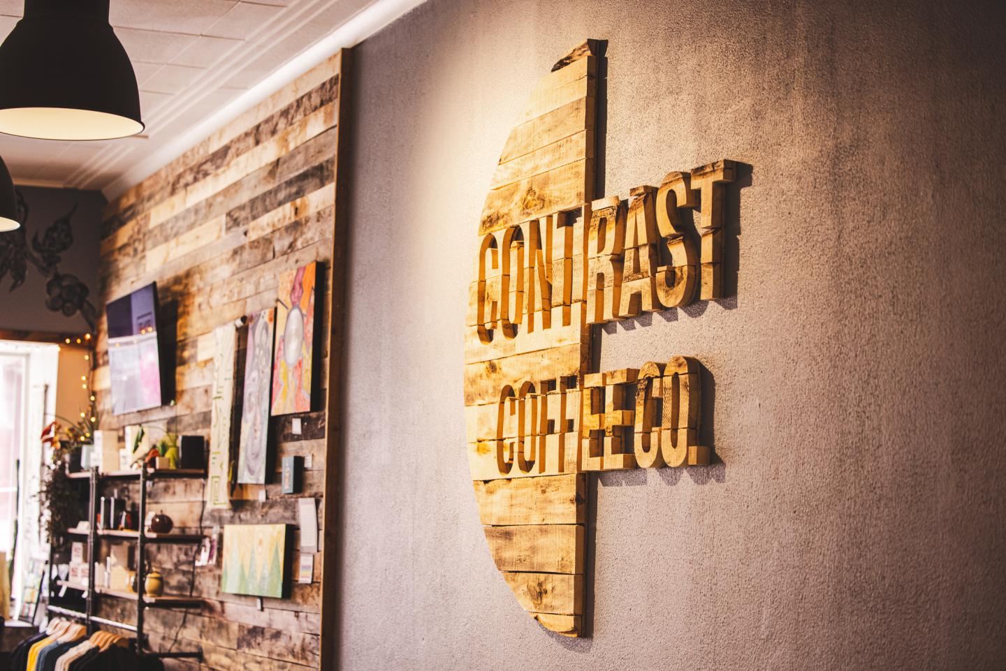contrast coffee sign
